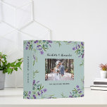 Lavender sage green eucalyptus photo wedding album 3 ring binder<br><div class="desc">A sage green background decorated with lavender florals and eucalyptus greenery.  Personalize and add a photo,  your names and wedding date. 
Spine: add your text.</div>