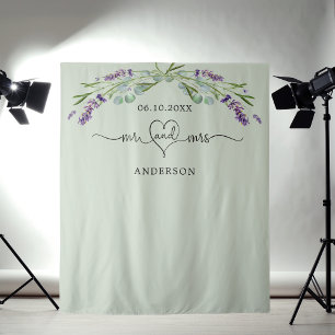 Lavender sage green Mr mrs heart wedding photo Tapestry