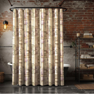 Lavender Sage Green Vintage Books   Shower Curtain