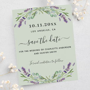 Lavender sage green wedding save the date card