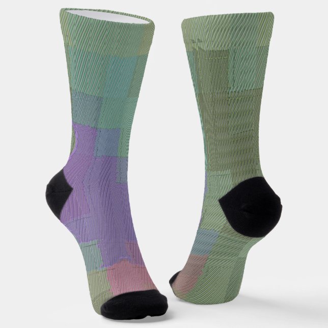 Lavender Sage Plaid  Socks (Angled)