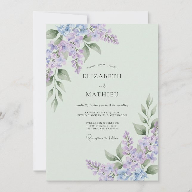 Lavender Sage Verdant Spring Wedding Invitation (Front)