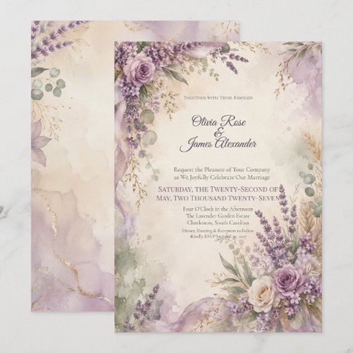 Lavender Sage Wedding | Rustic Boho Chic Invitation