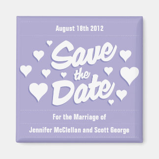 Lavender Save the Date Hearts Save the Date Magnet