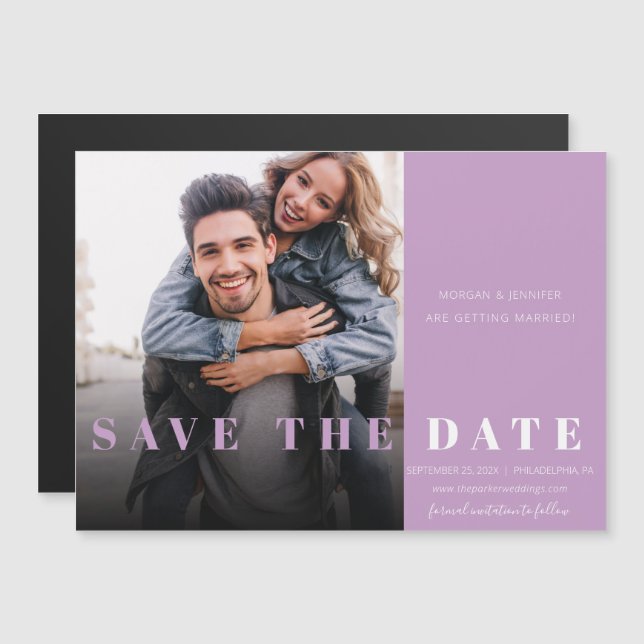 Lavender Save the Date Magnetic Invitation (Front/Back)