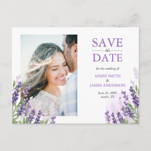 Lavender Save the Date Postcard Simple Purple