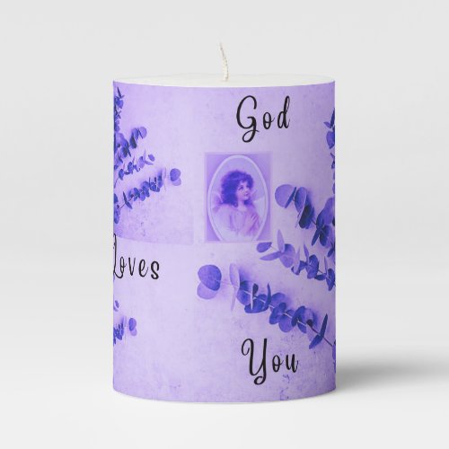 Lavender Say_A_Prayer Decorative Pillar Candle