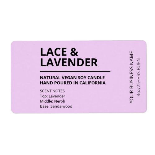 Lavender Scent Purple Candle Labels