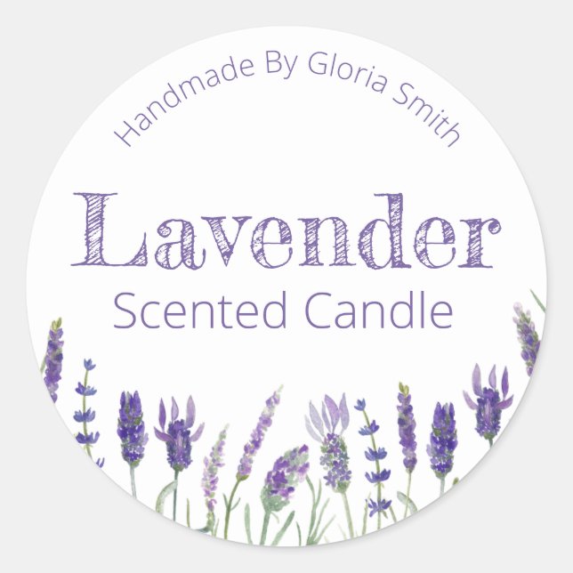 Lavender Scented Candle Classic Round Sticker (Front)