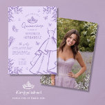 Lavender Scribble Photo Quinceanera Invitation<br><div class="desc">Celebrate her special day with this beautiful lavender Quinceañera invitation! Featuring a trendy hand-drawn scribble style, this elegant design captures the magic of her coming-of-age celebration. The invitation showcases charming illustrations of a flowing gown, a regal tiara, butterflies, high heels, and botanical elements. Hand drawn style fonts complete the look....</div>