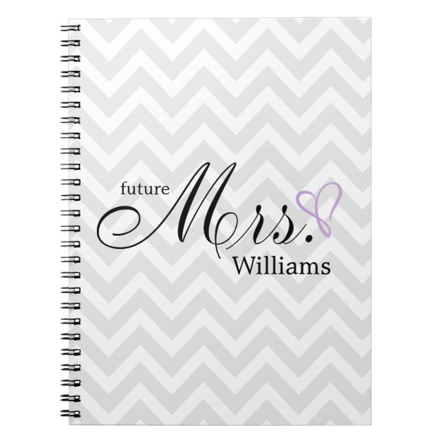 Lavender Scribbled Heart Future Mrs Wedding Notebook (Front)