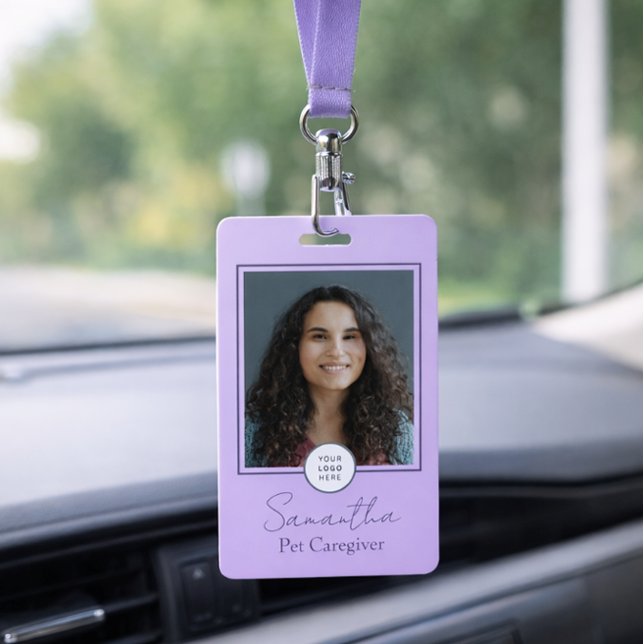 Lavender Script Business Logo Photo Pet Caregiver  Badge (Creator Uploaded)