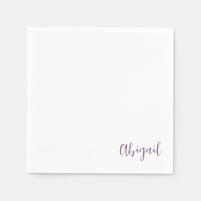 Lavender Script Name Personalized Shower  Napkins (Front)