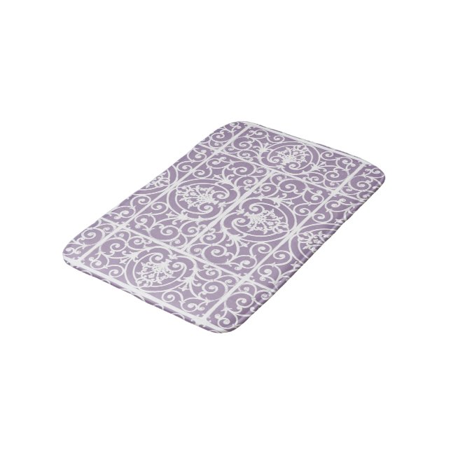 Lavender scrollwork pattern bath mat (Angled)