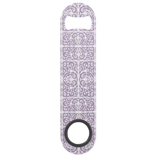 Lavender scrollwork pattern speed bottle opener (Back)
