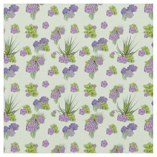 Lavender Sea-Green Tone Succulents Fabric