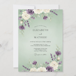 Lavender Seafoam Petal Wedding Invitation