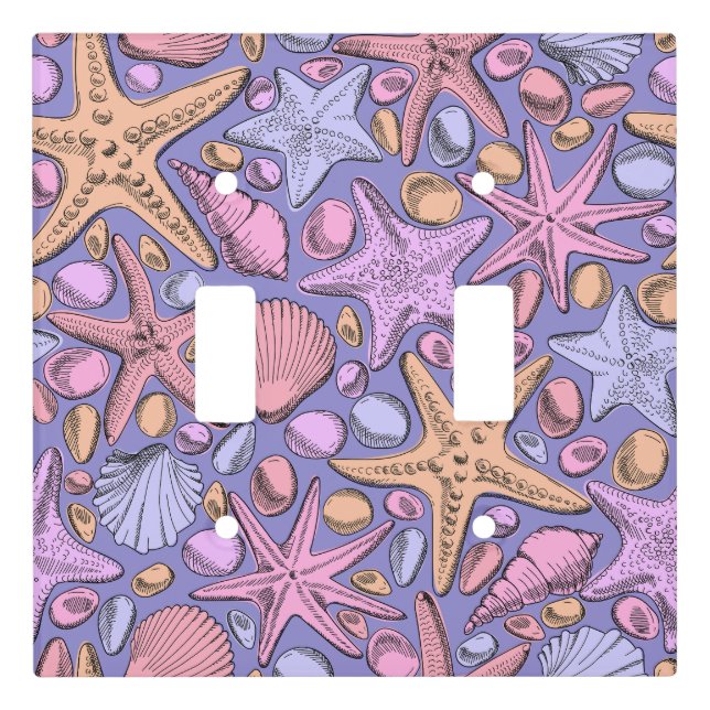 Lavender Seashell Double Light Switch Cover (Front)