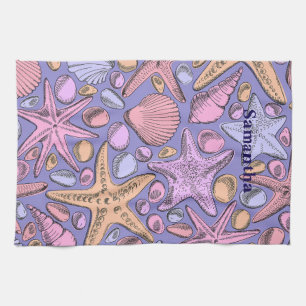 Lavender Seashell Personalized Kitchen Towel