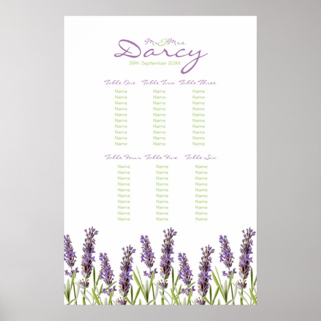 Lavender Seating Chart (Front)