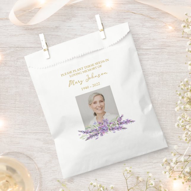 Lavender Seed Packet Memorial Funeral Favor Bag (Clipped)
