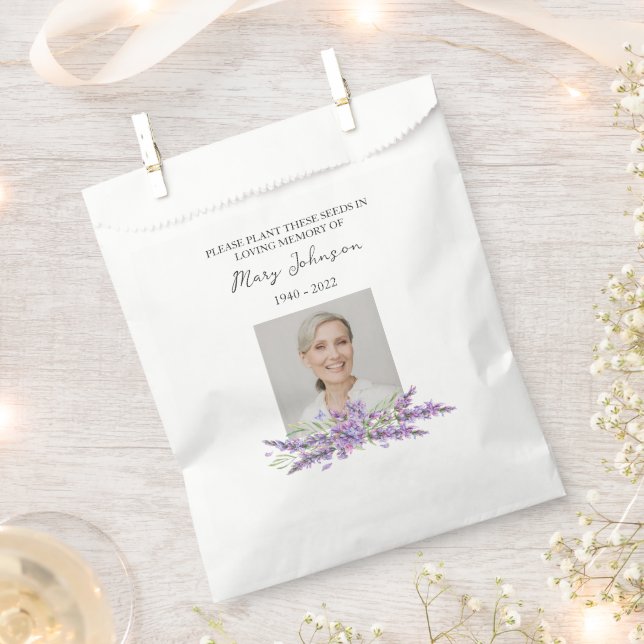 Lavender Seed Packet Memorial Funeral Favor Bag (Clipped)