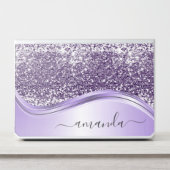 Lavender  Sequin Glitter Handwritten Calligraphy HP Laptop Skin (Front)