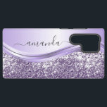 Lavender  Sequin Glitter Handwritten Calligraphy   Samsung Galaxy S22 Ultra Case<br><div class="desc">This design may be personalized in the area provided by changing the photo and/or text. Or it can be customized by clicking Personalize this Template and then choosing the click to customize further option and delete or change the color of the background, add text, change the text color or style,...</div>