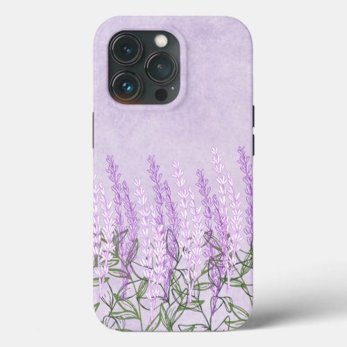 Lavender Serenade Blooms and Leaves on Lavender iPhone 13 Pro Case