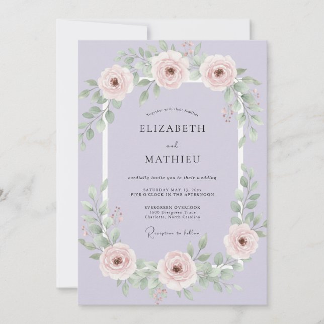 Lavender Serene Floral Wedding Invitation (Front)