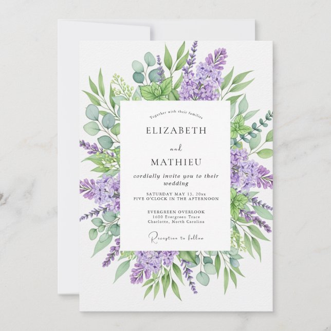 Lavender Serene Pastoral Wedding Invitation (Front)