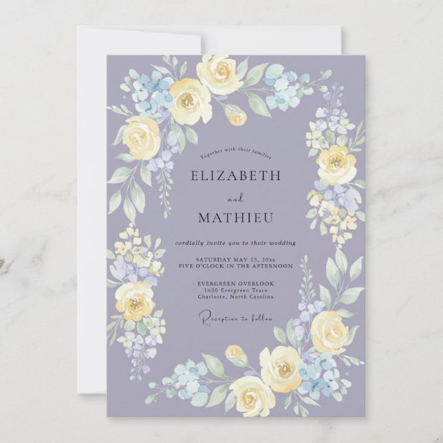 Lavender Serene Spring Watercolor Wedding Invitation (Front)