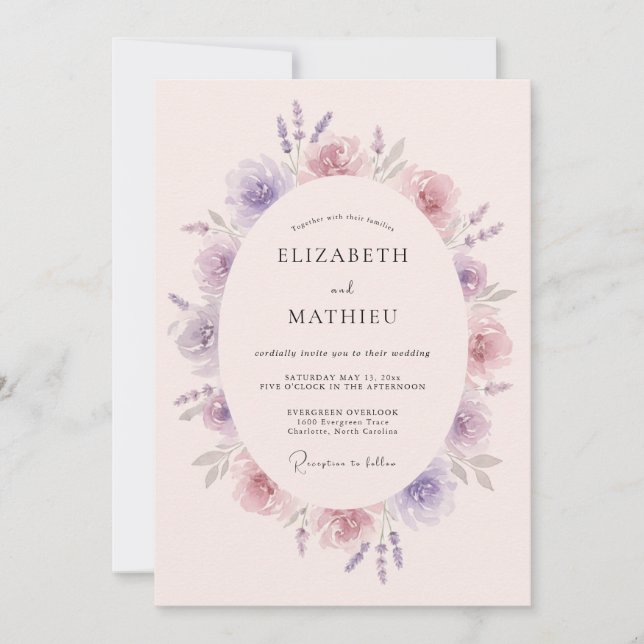 Lavender Serene Spring Wedding Invitation (Front)