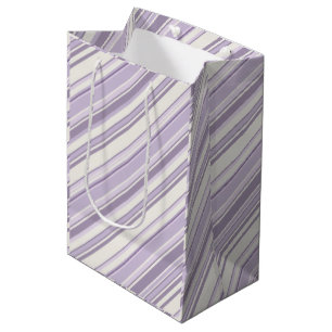 Lavender Shades Soft Ivory Stripes Medium Gift Bag
