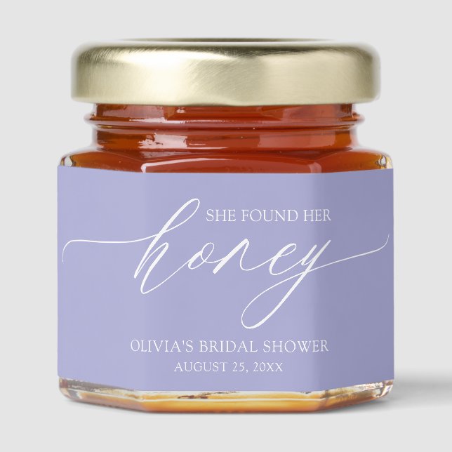 Lavender She Found Her Honey Bridal Shower Jar Favors (Front)