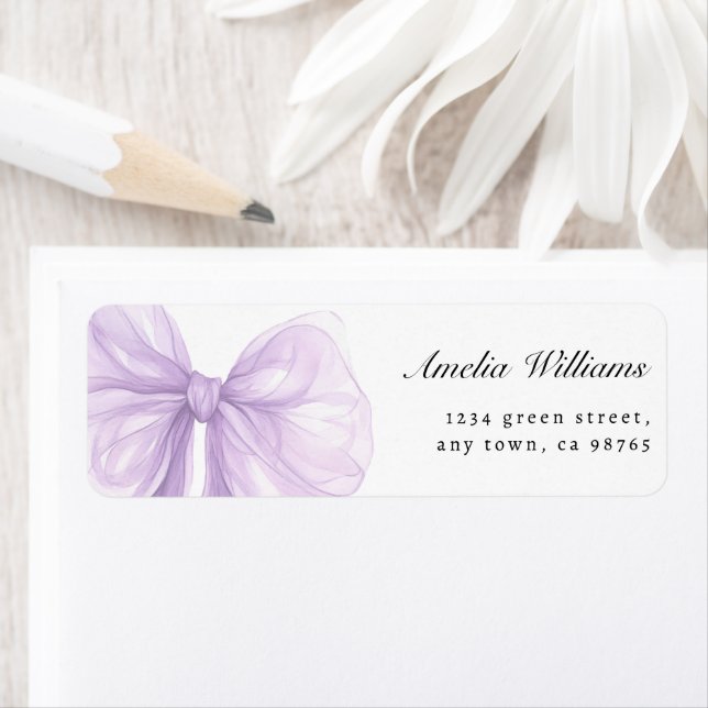 Lavender Sheer Bow Elegant Address Label (Insitu)