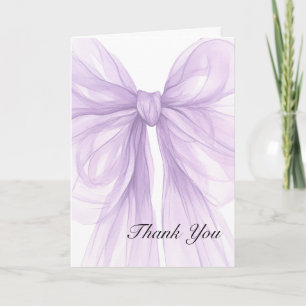 Lavender Sheer Bow Elegant Thank You Card