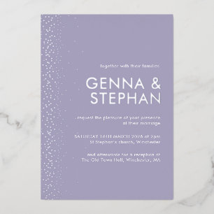 Lavender Shimmer foil wedding invitation card