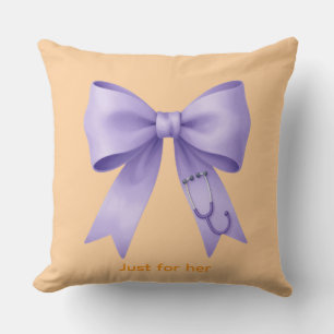 Lavender Silk Medical Bow Throw Pillow