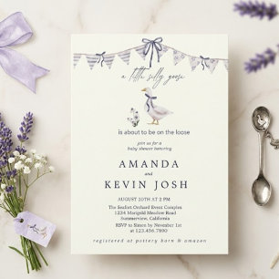 Lavender Silly Goose Gender Neutral Baby Shower Invitation