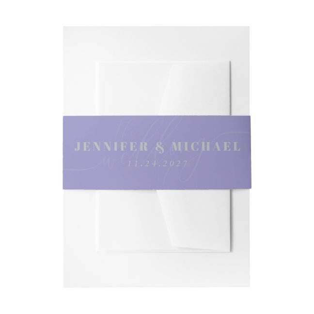 Lavender Silver Basic the wedding of monogram Invitation Belly Band