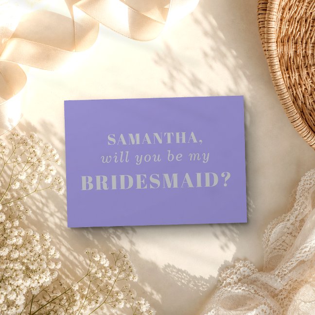 Lavender Silver be my bridesmaid Invitation