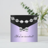 Lavender & Silver Bowed Charm Sweet Sixteen Invite (Standing Front)