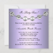 Lavender & Silver Bowed Charm Sweet Sixteen Invite (Back)