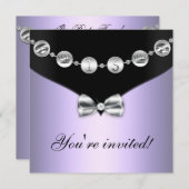 Lavender & Silver Bowed Charm Sweet Sixteen Invite (Front/Back)