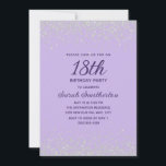 Lavender Silver Diamond Glitter 18th Birthday Invitation<br><div class="desc">Celebrate a milestone in style with this elegant 18th birthday party invitation featuring sparkling faux silver glitter confetti on a soft lavender background. The modern layout highlights the milestone age, paired with a graceful script font for the guest of honor’s name. Perfect for girls turning 18, this chic invitation sets...</div>