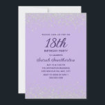 Lavender Silver Diamond Glitter 18th Birthday Invitation<br><div class="desc">Celebrate a milestone in style with this elegant 18th birthday party invitation featuring sparkling faux silver glitter confetti on a soft lavender background. The modern layout highlights the milestone age, paired with a graceful script font for the guest of honor’s name. Perfect for girls turning 18, this chic invitation sets...</div>