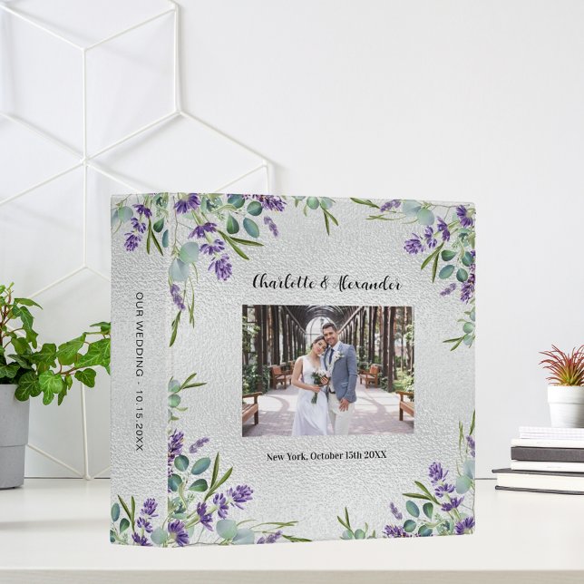 Lavender silver eucalyptus photo wedding album 3 ring binder (Creator Uploaded)
