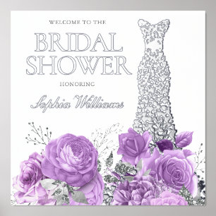 Lavender & Silver Foil Bridal Shower Welcome Sign