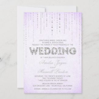 Lavender & Silver Glitter Look Wedding Invitation